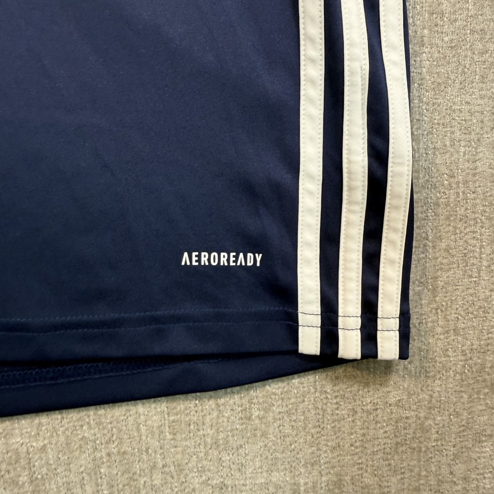 Adidas Aeroready T-Shirt Mens 2XL Navy Slim Fit 3 Stripes Training Soccer Tee - Picture 2 of 9